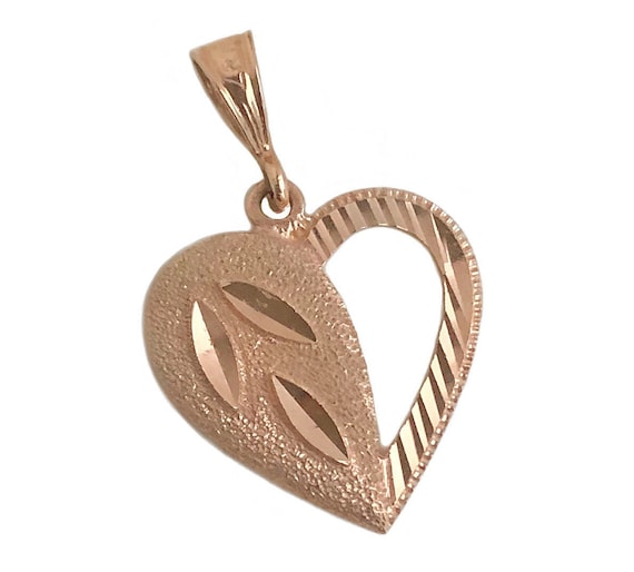 Vintage Heart Pendant - 14k Rose Gold Heart Pendan