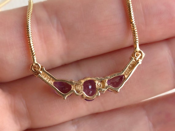 Vintage Amethyst Necklace - 14k Yellow Gold Purpl… - image 3