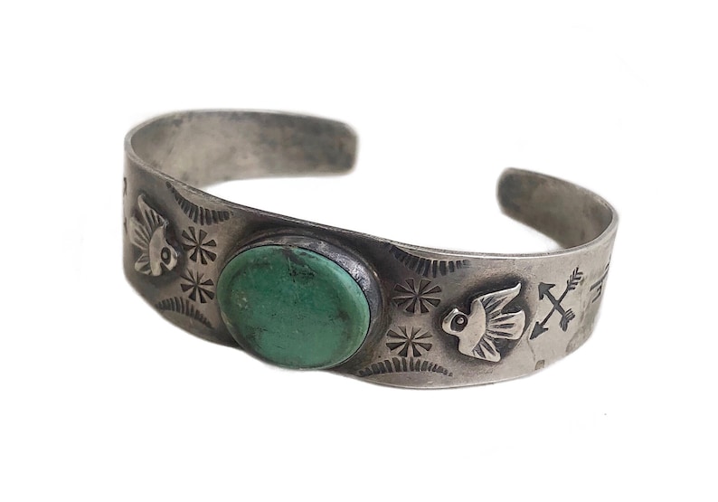 Southwestern Retro Jewelry Sterling Silver Native American Bracelet Vintage Turquoise Cuff