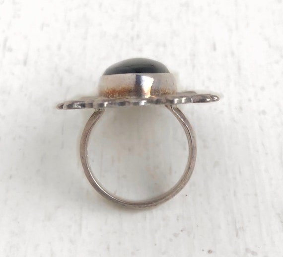 Vintage Onyx Ring - Sterling Silver Large Genuine… - image 3