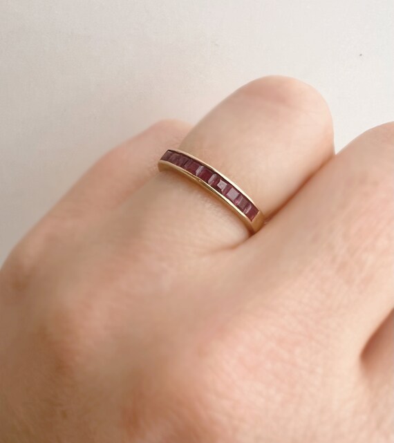 Ruby Ring - 14k Yellow Gold Rectangular Faceted R… - image 5