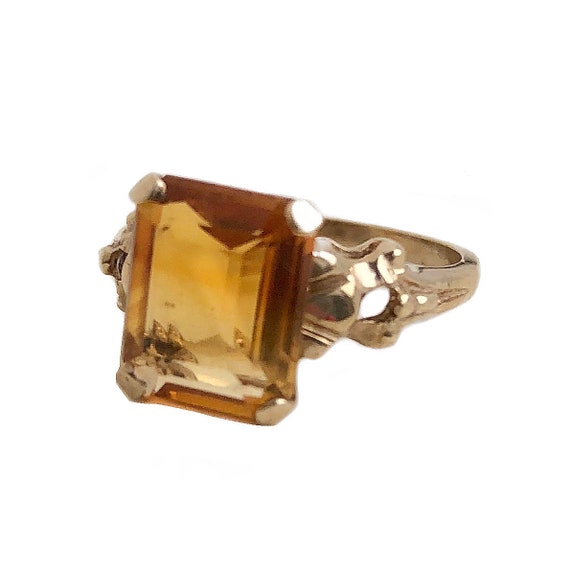 Simulated Citrine Ring - 10k Yellow Gold Orange Y… - image 4