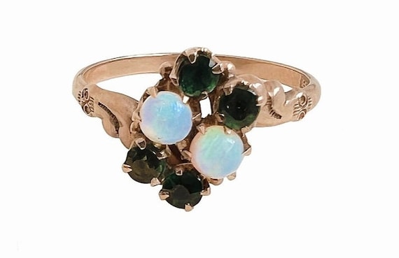 Antique Opal Ring - 14k Rosy Gold Late 1800s Vict… - image 1