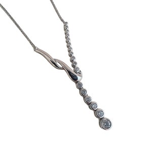 Modern Diamond Necklace - 14k White Gold .58 CTW 16” Genuine Diamond Necklace