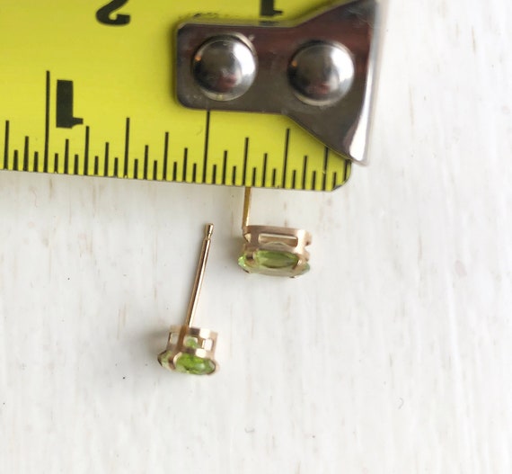 Vintage Peridot Earrings - 14k Yellow Gold Perido… - image 3