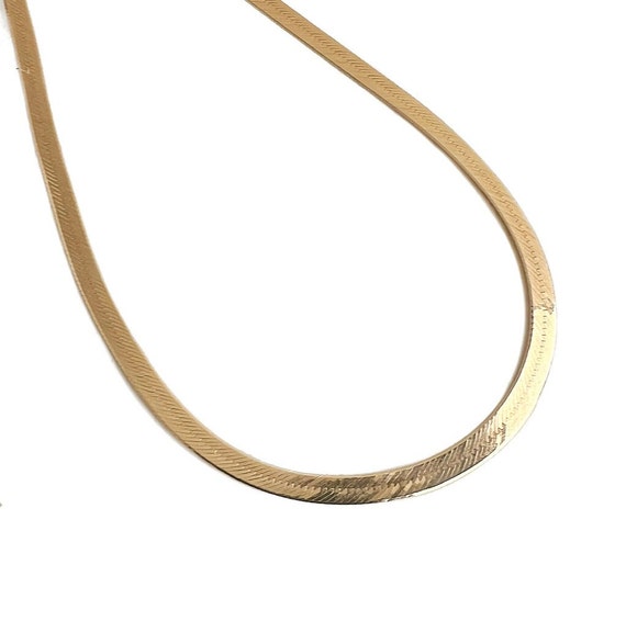 Estate Herringbone Necklace - 14k Yellow Gold 18”… - image 1