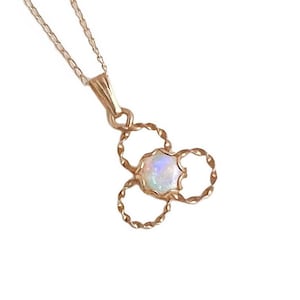 Genuine Opal Necklace - 14k Yellow Gold 1970s 18” Necklace