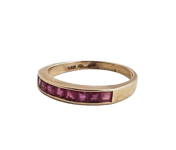 Ruby Ring - 14k Yellow Gold Rectangular Faceted R… - image 2