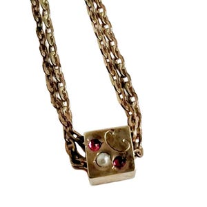 Antique Ruby Slide Chain - Victorian 14k Gold Filled  Seed Pearl 25” Slide Chain