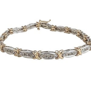 Estate Diamond Bracelet - 10k Yellow & White Gold Genuine 7” Bracelet