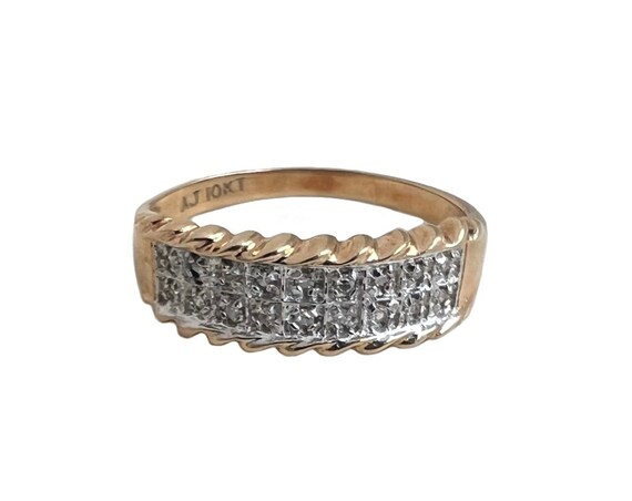 10K Yellow Gold Men's Pave Eternity Diamond Pinky Ring - 0.6ct I-J I1-I3 - Size 7