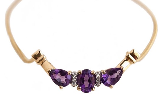 Vintage Amethyst Necklace - 14k Yellow Gold Purpl… - image 1