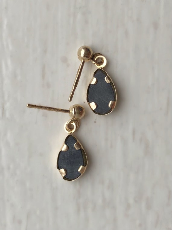 Vintage Opal Earrings - 14k Yellow Gold Mosaic Op… - image 4