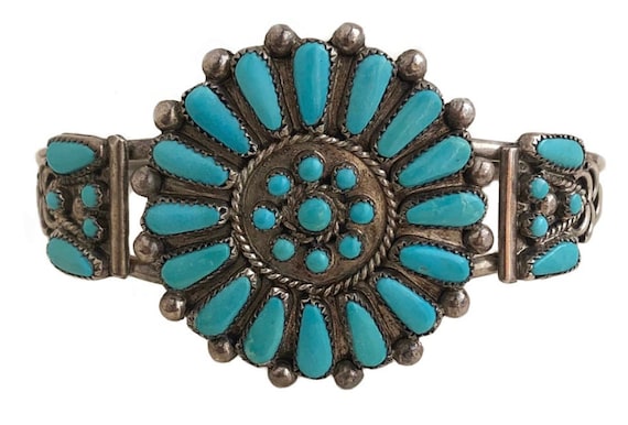 Early 1900's Vintage Native American Jewelry Navajo Blue Gem Turquoise Sterling Silver Bracelet Old Early 1900's Vintage Native American Jewelry Navajo Blue Gem Turquoise Sterling Silver Bracelet Old