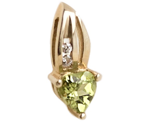 Vintage Peridot Pendant - 10k Yellow Gold Green Pe