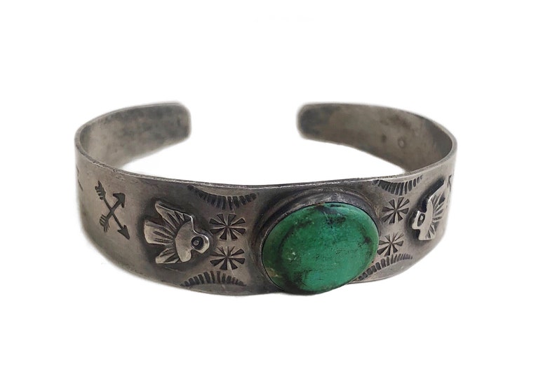 Southwestern Retro Jewelry Sterling Silver Native American Bracelet Vintage Turquoise Cuff