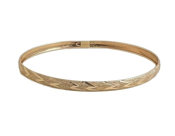 Gold Hinged Bangle Bracelet - 10k Solid Yellow Gol