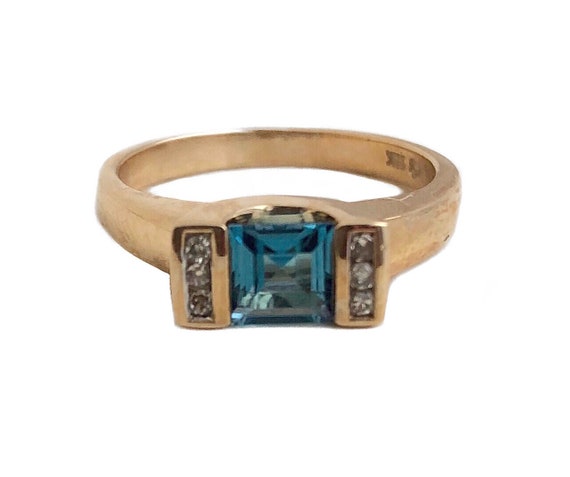 Blue Topaz Ring - 10k Yellow Gold Blue Gemstone R… - image 3