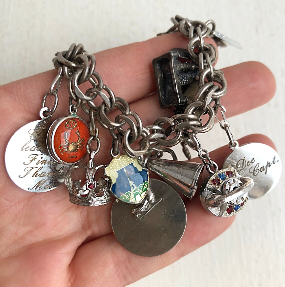 Vintage Charm Bracelet Sterling Silver 1940s Pendant Charms - Etsy