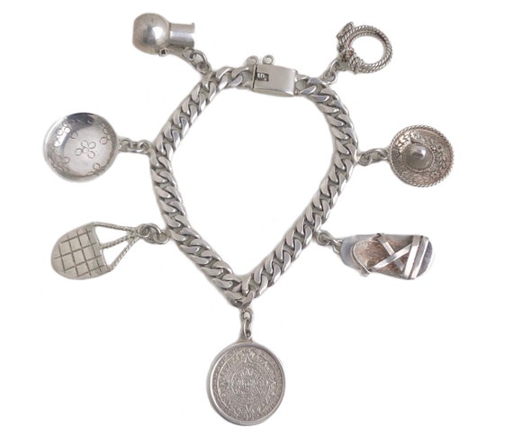 Vintage Charm Bracelet - Sterling Silver Mexico Tr