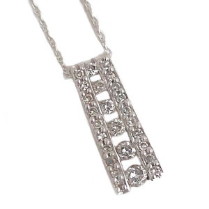 Vintage Diamond Necklace - 14k White Gold Diamond Pendant Modern 15” Necklace