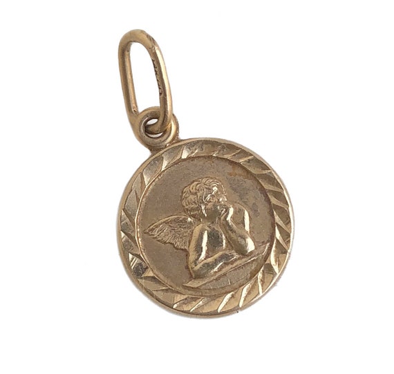 Angel Pendant - 14k Yellow Gold Angel Charm Pendan