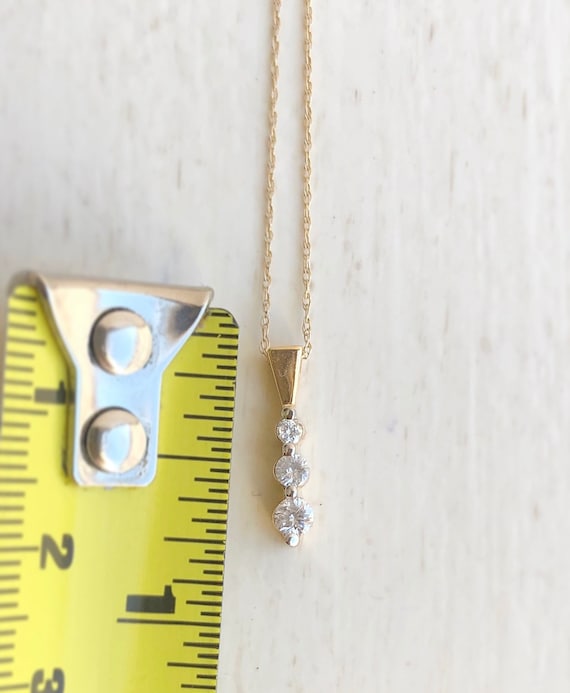 Vintage Diamond Necklace - 10k Yellow Gold 16” Ge… - image 5