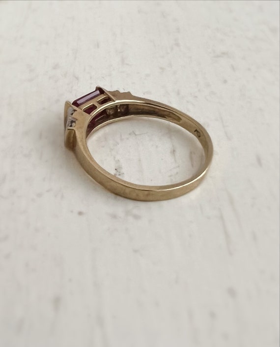 Created Ruby Ring - 10k Yellow Gold Red Gemstone … - image 4