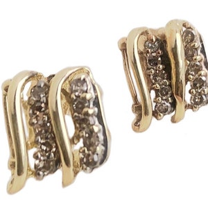Vintage Diamond Cluster Earrings - 14K Yellow Gold Genuine Gemstone Dangle Drop Earrings