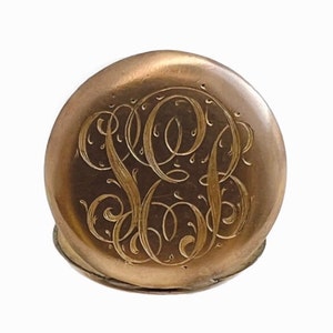 Antique Edwardian Locket - Gold Filled SEB Monogrammed Round Engraved Early 1900 Jewelry