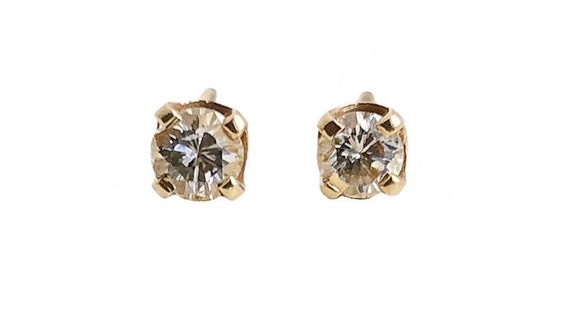 Vintage Diamond Earrings - 14k Yellow Gold .25 CT… - image 1