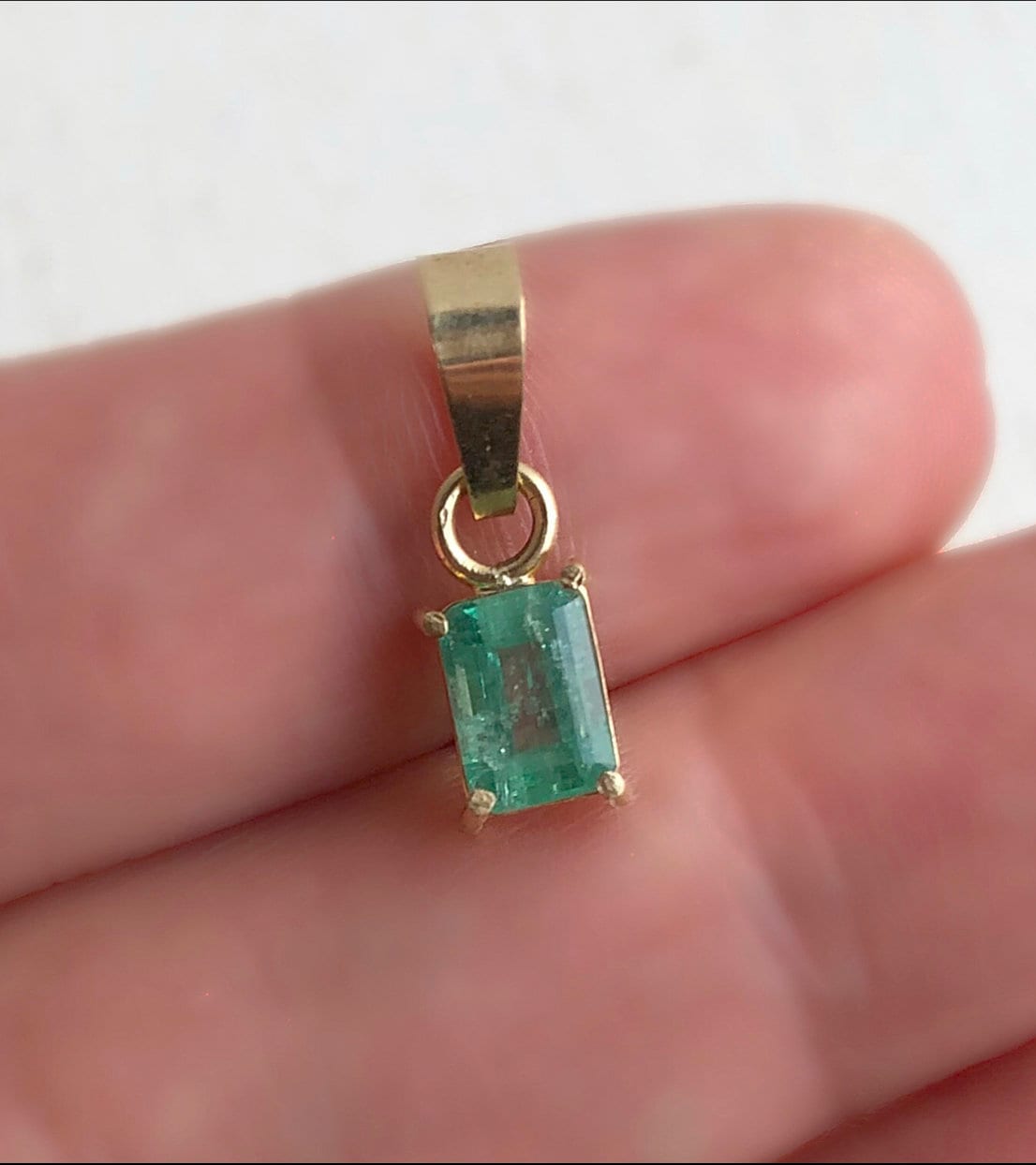 Vintage Emerald Pendant 18k Yellow Gold .55 CT Green - Etsy