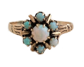 Antique Opal Ring - 14k Rose Gold Opal Ring Size 9 - Late 1800s