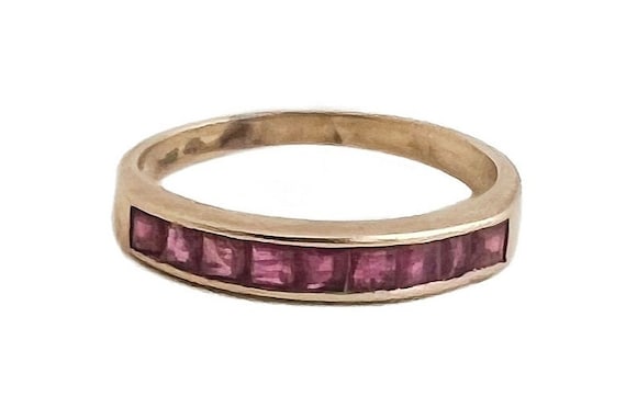 Ruby Ring - 14k Yellow Gold Rectangular Faceted R… - image 1