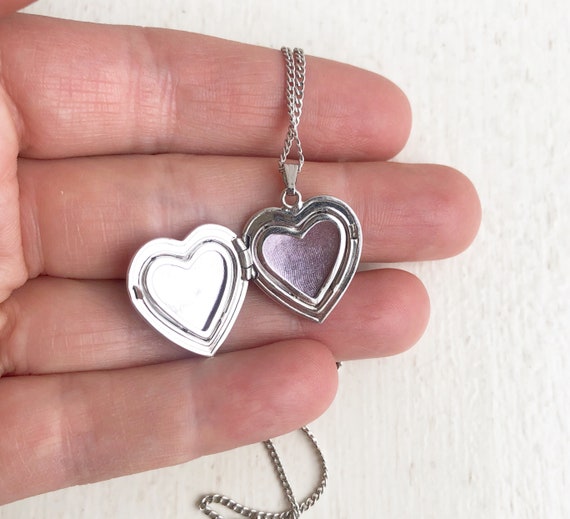 Vintage Heart Locket - Sterling Silver 1960s Hear… - image 4