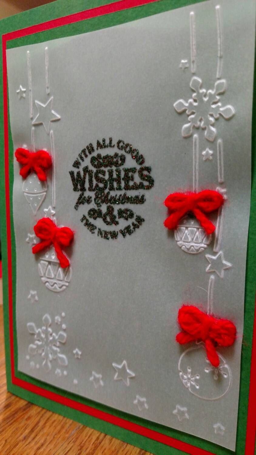 Handmade Christmas Card Ornament Card Vellum Holiday Card Etsy