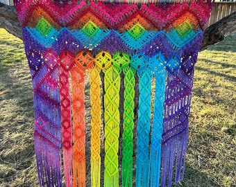 Rainbow Macrame Tapestry