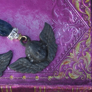 Cherub jewellery, Valentines gift,  angel jewellery, dark angel, kyanite, Lovers gift, antique Victorian style, Romantic, dark gothic,