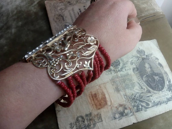 cuff bracelet, ornate victorian style, scrolling … - image 1