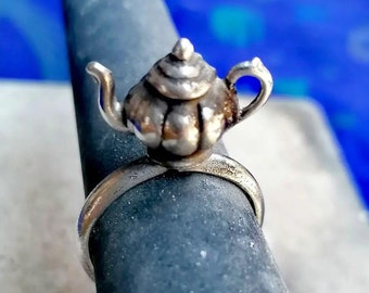 Handgemacht Sterling Silber Teekanne Ring: Ungewöhnliche Stapelband, irisches Handwerk