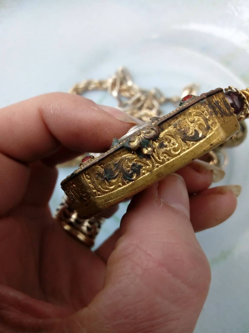 Pocket Shrine Necklae Antique French Rosary Reliquary Etsy