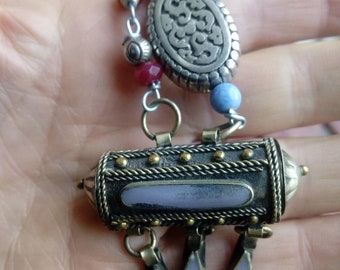 Tudor style love locket, memory box, vintage, love,  secret box, Reliquary necklace, Whimsical jewelry fantasy jewelry  Lovers Locket, blue