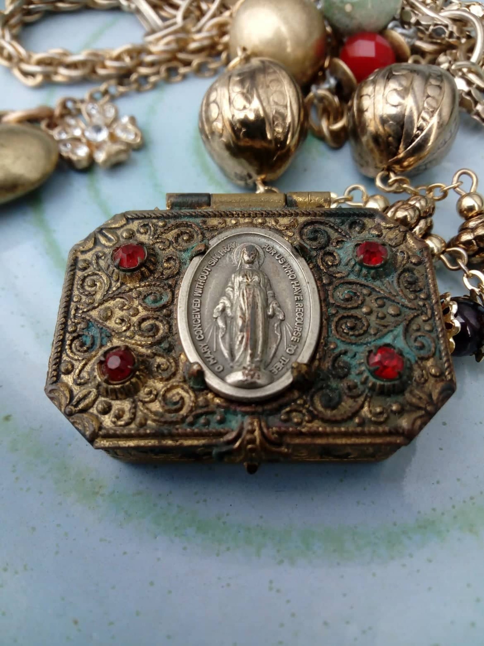 Pocket Shrine Necklae Antique French Rosary Reliquary Etsy