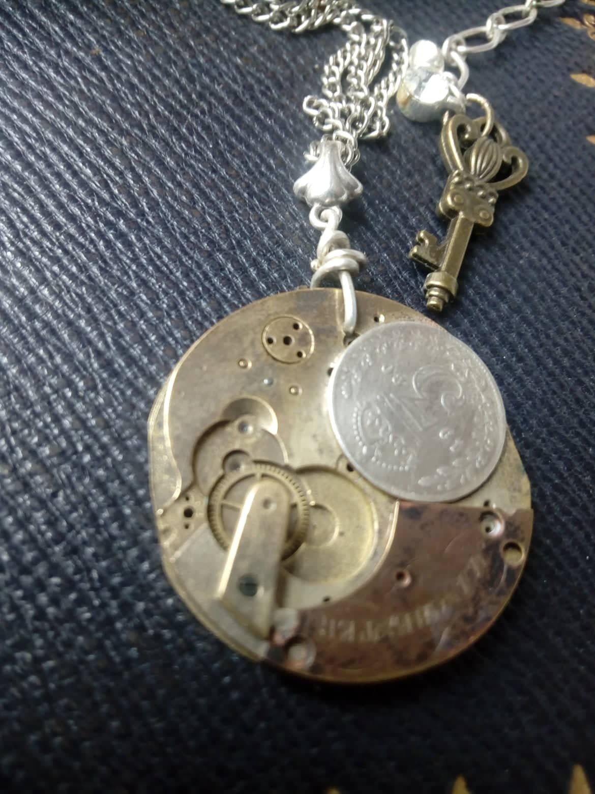 Antique Pocket Watch Necklace, Antique Watch Jewelry, WW, Victorian