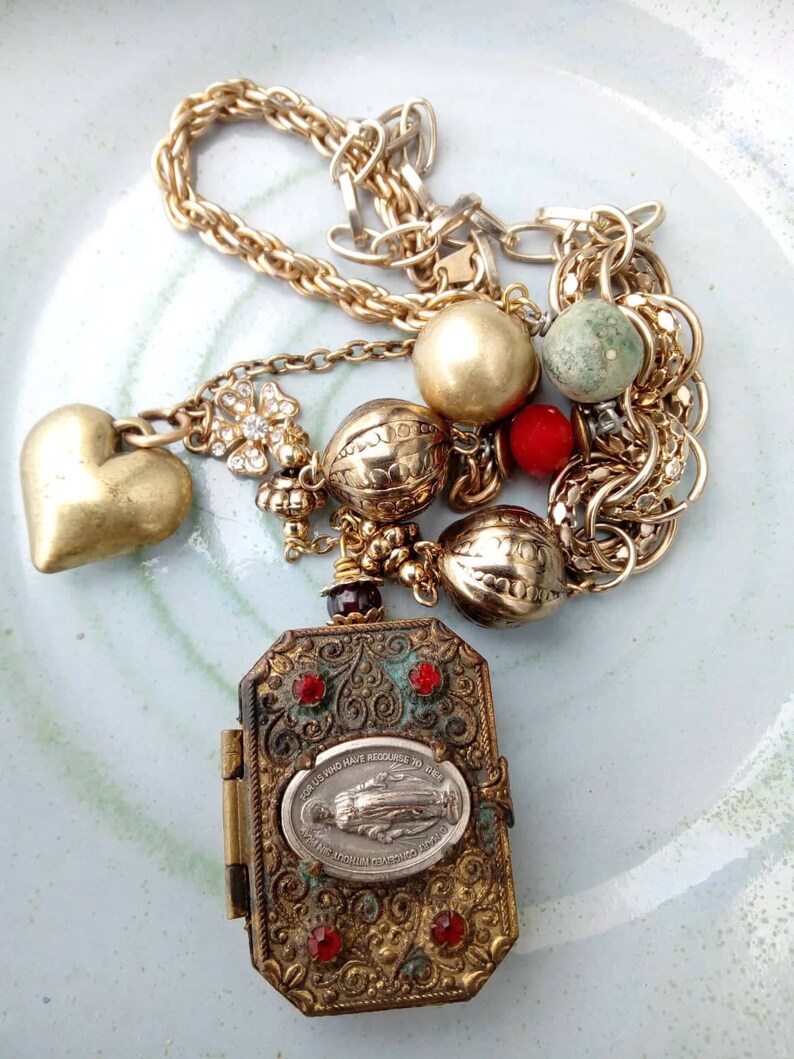 Pocket Shrine Necklae Antique French Rosary Reliquary Etsy