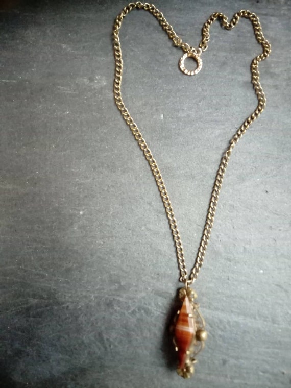 Scottish agate carnelian banded pendant  antique … - image 2