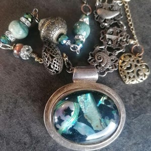 mermaids dream necklace, fantasy underworld necklace, under the sea, unique narrative jewellery, fairytale and fantasy