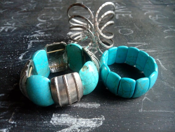turquoise bangle bracelet, huge, chunky bracelets… - image 3