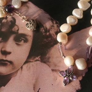 Unique gift for her, Pearl necklace, Amethyst necklace, Bridal necklace, Bridal , Wedding jewelry, Bridal jewelry, Pearl Necklace, Amethyst