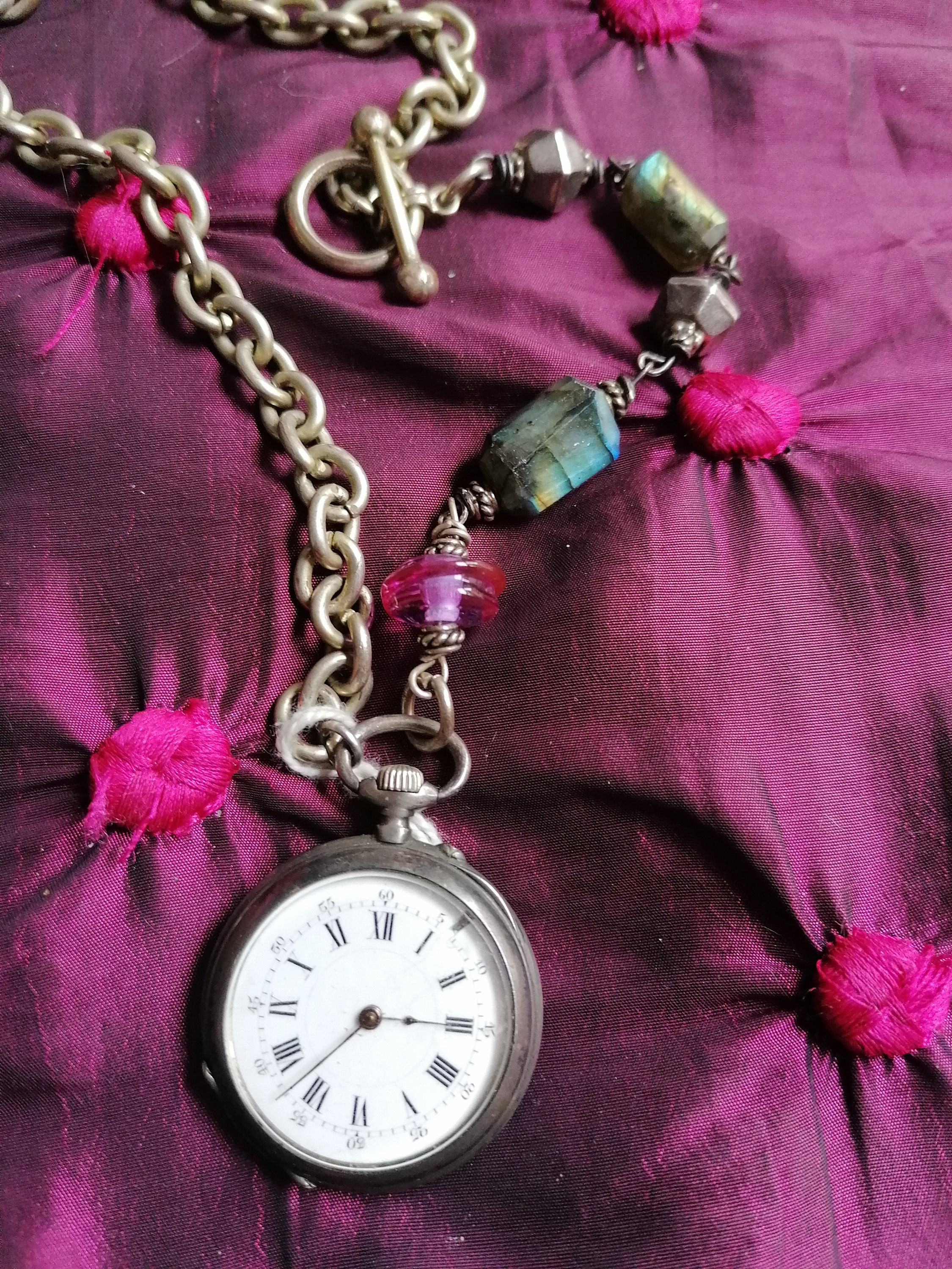 Collar de reloj de bolsillo antiguo pieza de cuello de plata reutilizada plata grabada eduardiana declaracion de pasarela unica regalo para mama regalo para ella Etsy Espana